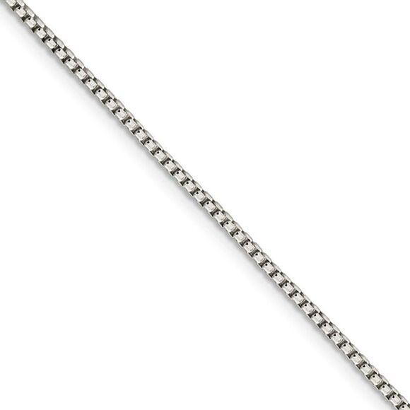 1.75mm Sterling Silver Solid Round Box Chain Necklace 36 Inch